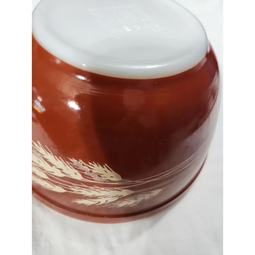 Vintage Pyrex‎ Autumn Harvest Wheat Mixing Bowl 402 1.5L Rust Orange Milk Glass